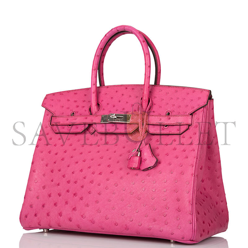HERMES MASTER BIRKIN 35 OSTRICH FUCHSIA PALLADIUM HARDWARE (35*25*18cm)